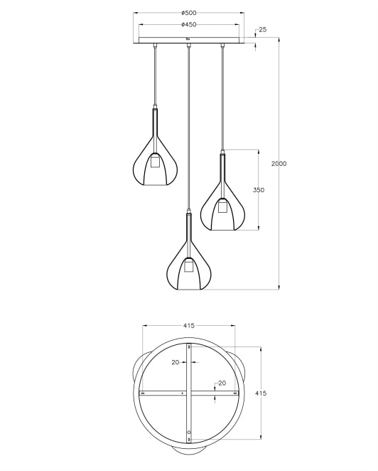 LAMPADARIO A MULTISOSPENSIONE FABAS LILA