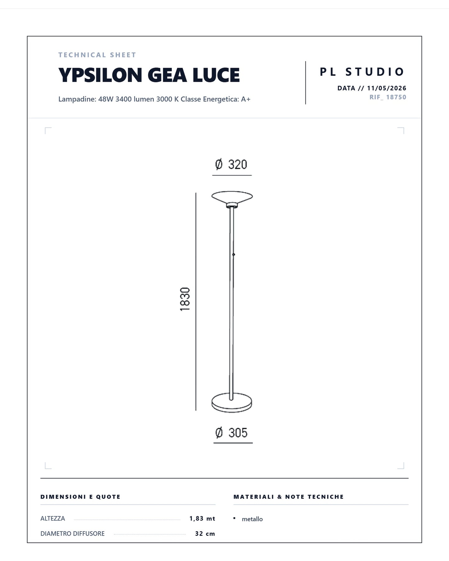 PIANTANA YPSILON GEA LUCE LED 3000k