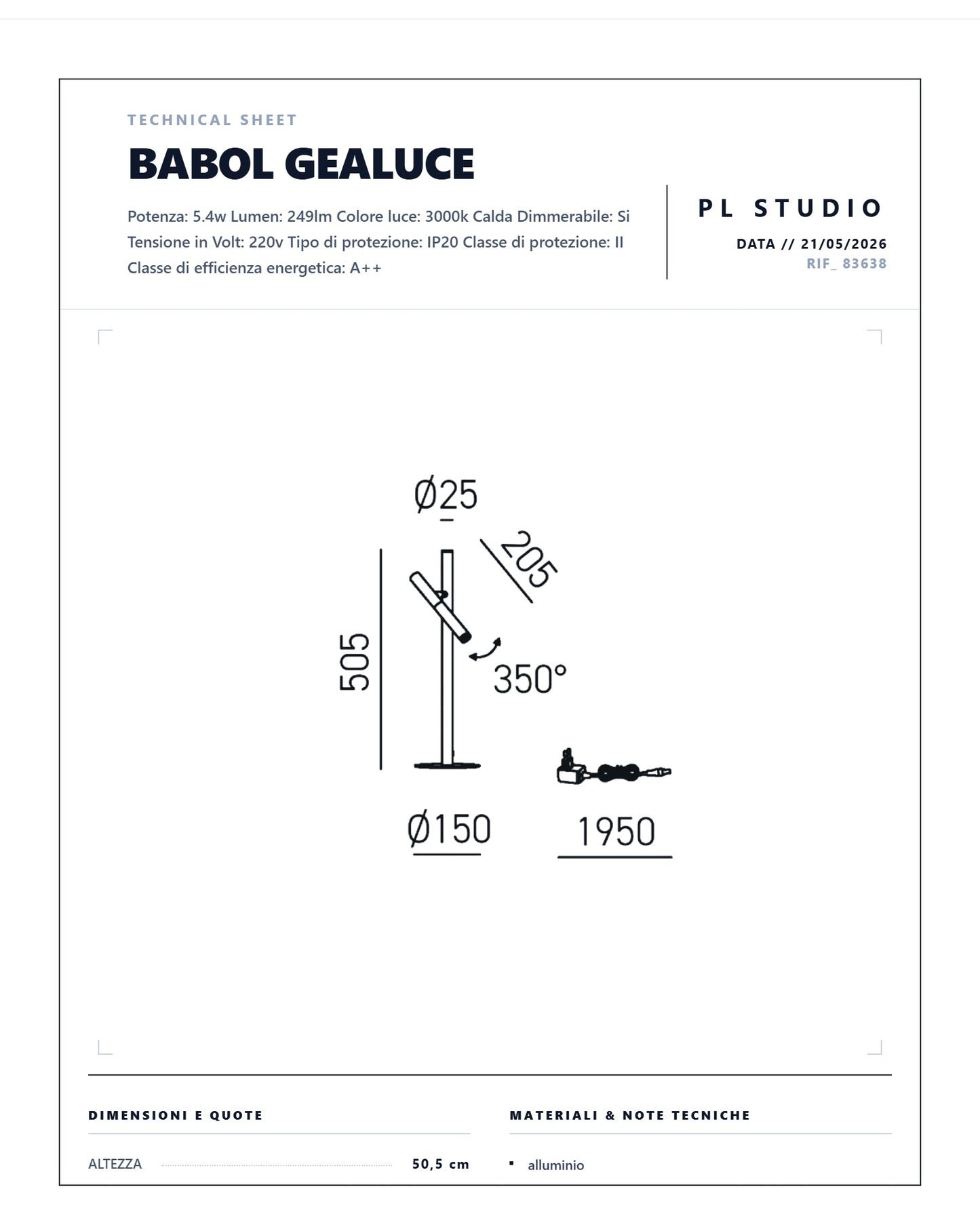 LUME GPI-GLS GEALUCE LED ORIENTABILE E DIMMERABILE