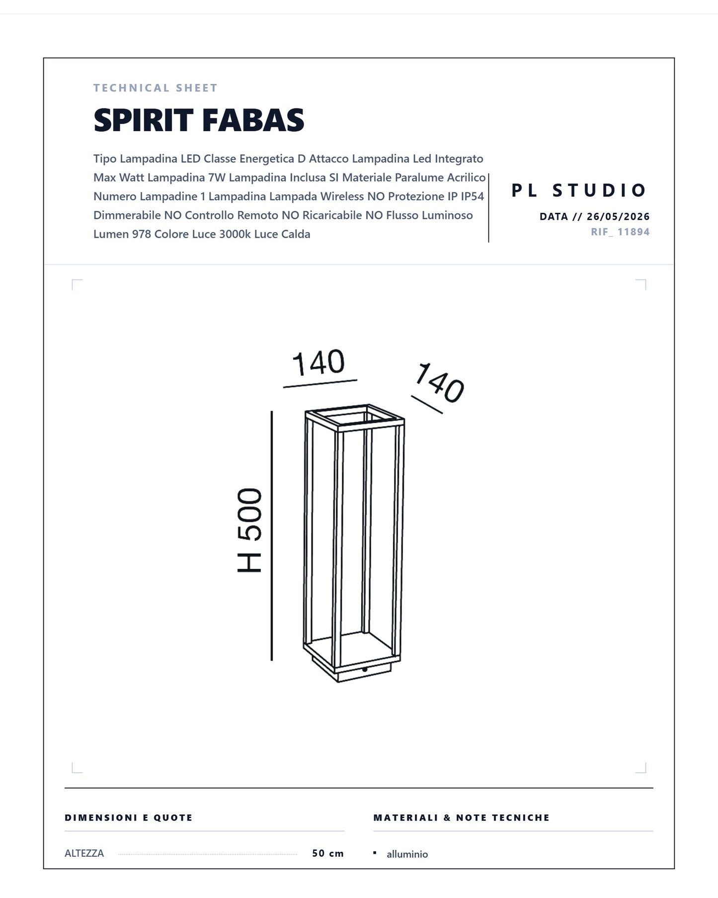 PALETTO DA ESTERNO SPIRIT FABAS LED 7W IP54