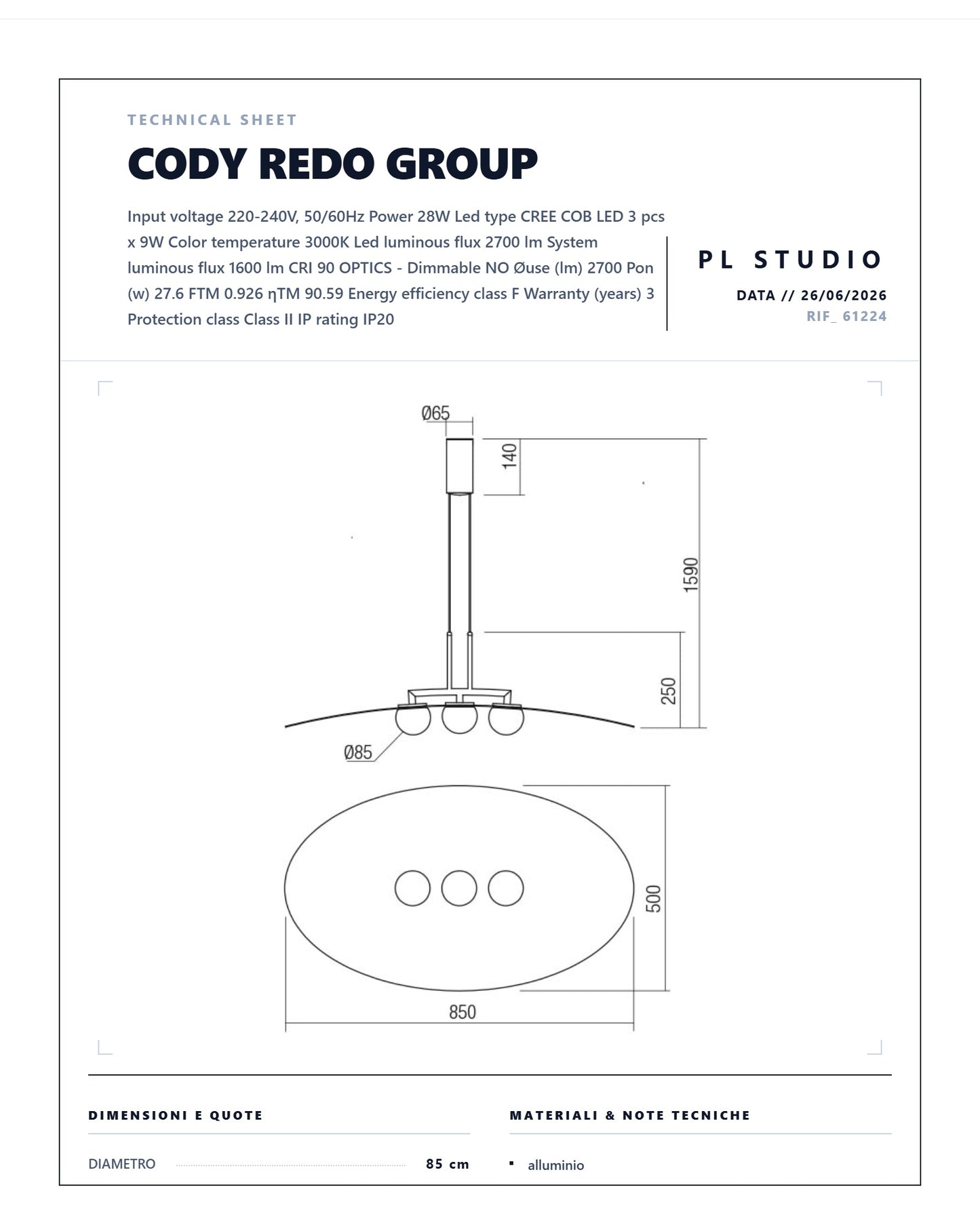 SOSPENSIONE REDO GROUP CODY LED