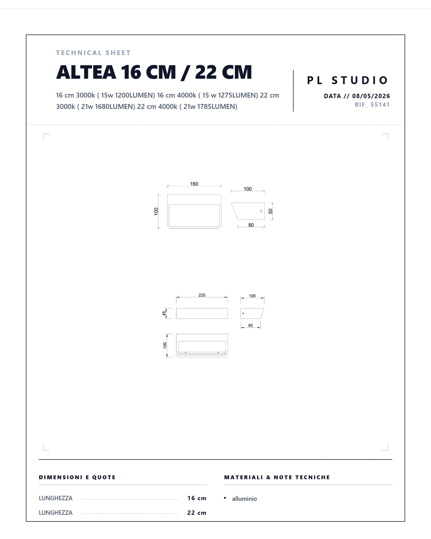 Mantra Applique a LED Altea, up/down, alluminio