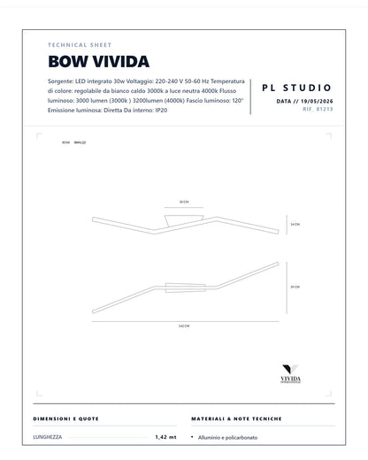 PLAFONIERA A LED BOW VIVIDA 1,42 MT