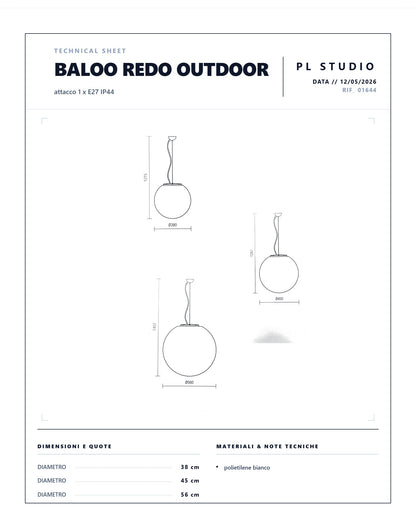 SOSPENSIONE BALOO REDO ESTERNO IP44