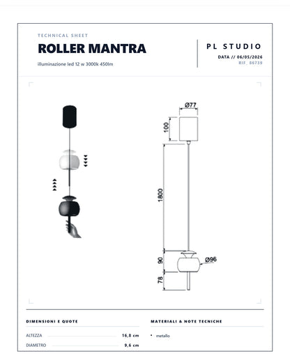 MANTRA ROLLER Lampada da sospensione LED 12 w 3000k 500 LUMEN