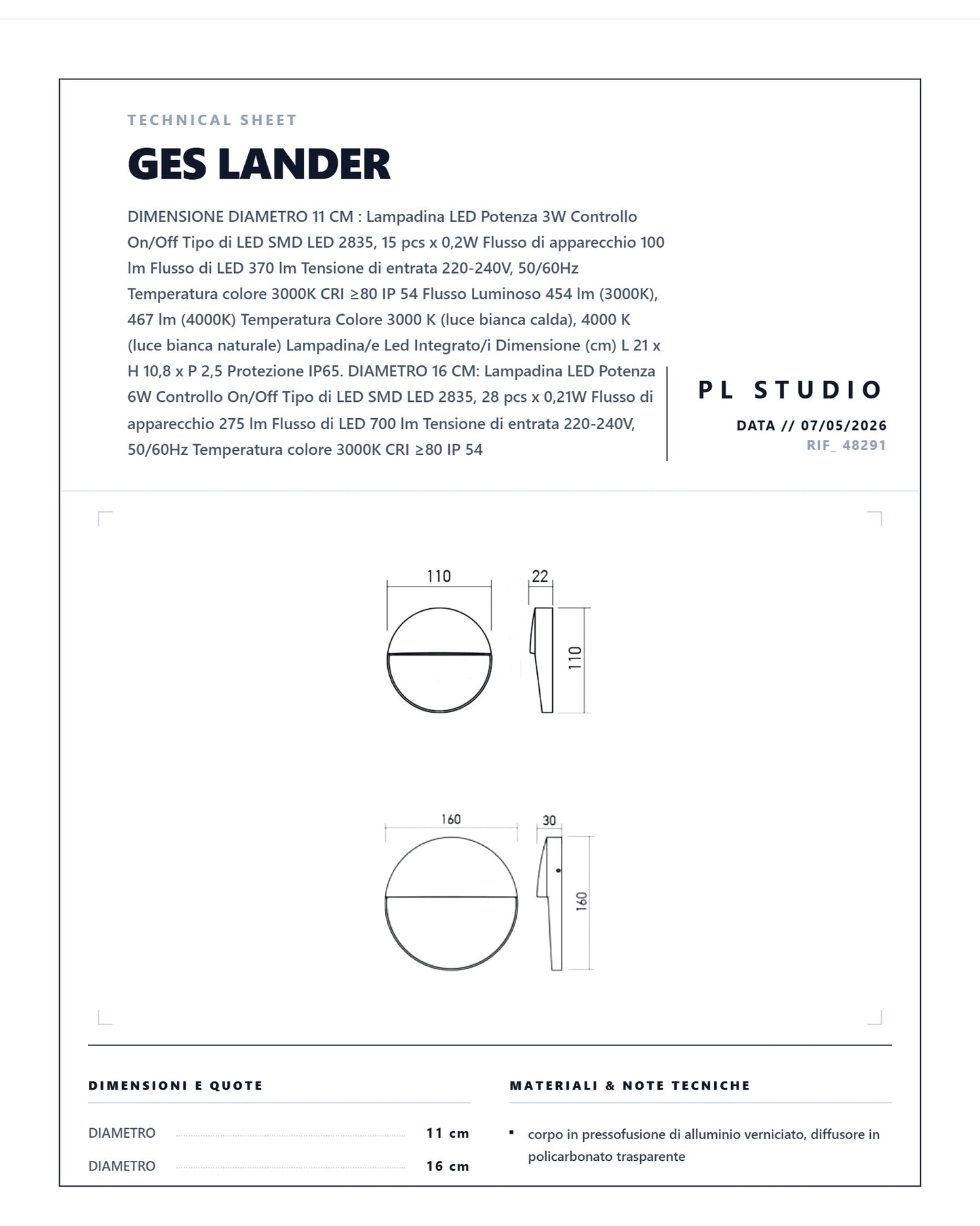 Redo outdoor Applique a LED da esterno LANDER LED