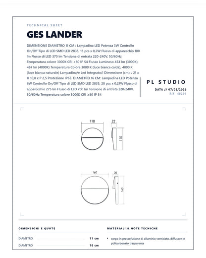 Redo outdoor Applique a LED da esterno LANDER LED