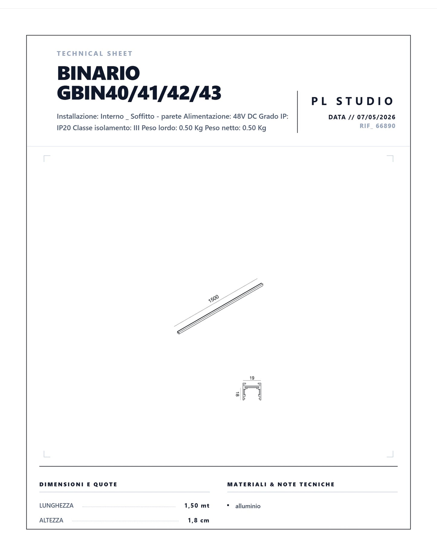 BINARIO GEA LED 48 volt GBIN40 / GBIN41/ GBIN42/ GBIN43