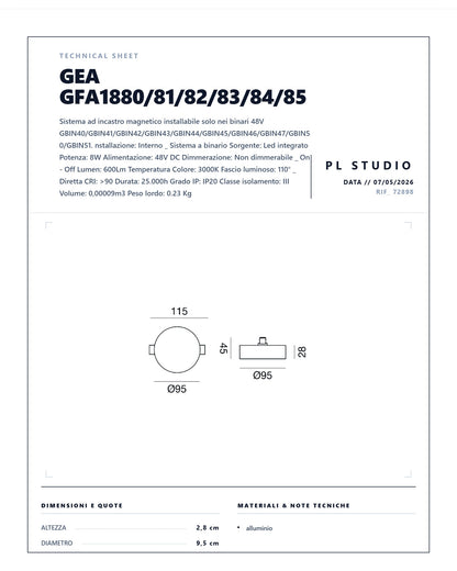 MODULO LED GEA PER BINARIO MAGNETICO GFA1880 / GFA 1881 / GFA1882 / GFA1883/ GFA1884 / GFA1885