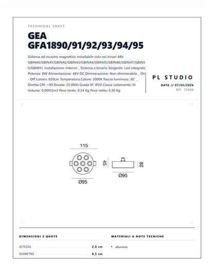 MODULO LED GEA PER BINARIO MAGNETICO GFA1890 / GFA1891/ GFA1892 / GFA1893 / GFA1894 / GFA1895