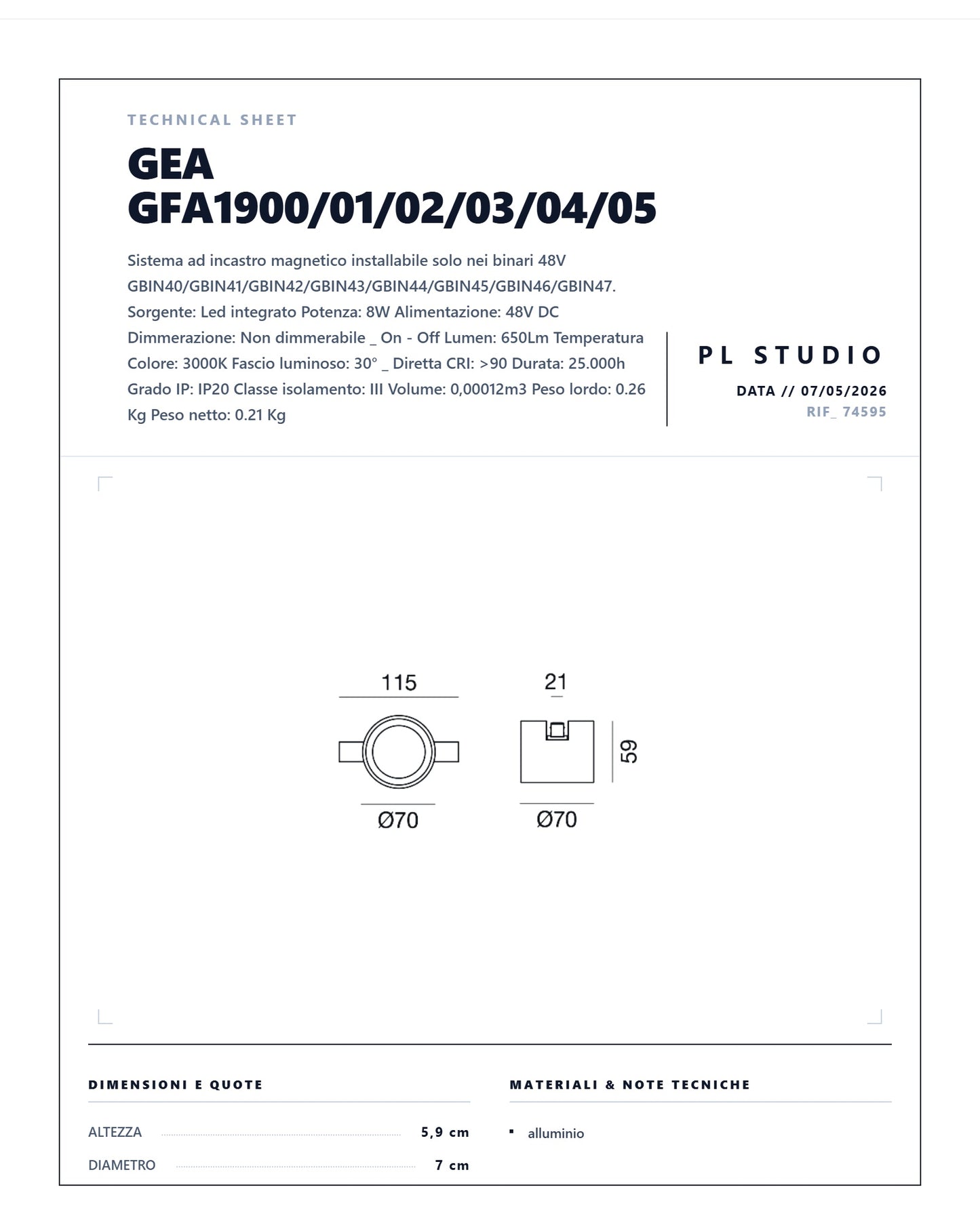 MODULO LED GEA PER BINARIO MAGNETICO GFA1900 / GFA1901 / GFA1902 / GFA1903 / GFA1904 / GFA1905