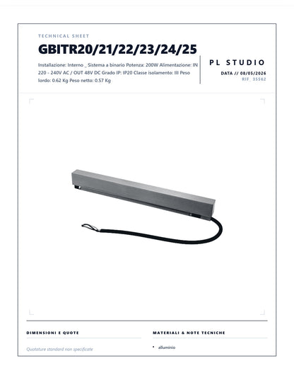 ALIMENTATORE 200 W NON DIMMERABILE AD INCASTRO MAGNETICO DIRETTO PER BINARI GEA MAGNETICI DA INCASSO O DA SUPERFICIE