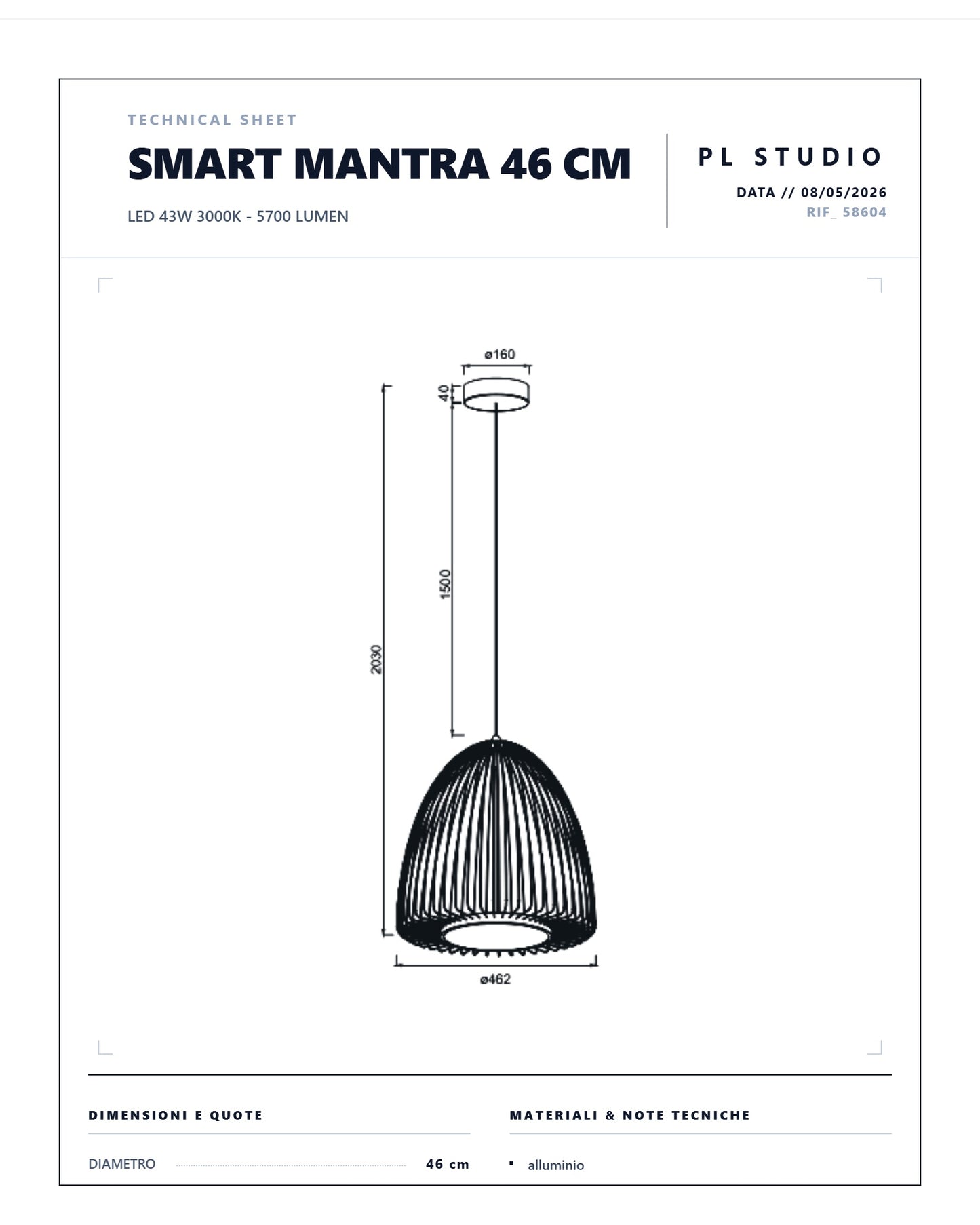 SOSPENSIONE SMART MANTRA DIAMETRO 46 CM LED