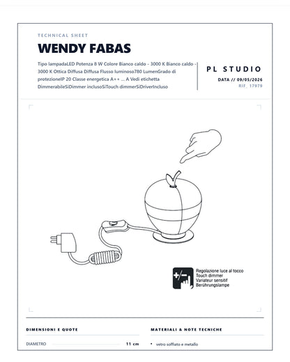 LAMPADA DA TAVOLO WENDY FABAS A FORMA DI MELA