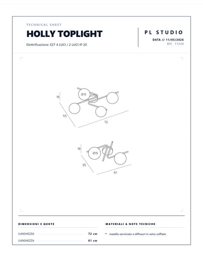 PLAFONIERA MODERNA TOPLIGHT A 2/4 SFERE HOLLY