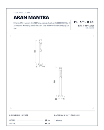 PALETTO DA ESTERNO MANTRA ARAN LED 6W IP65