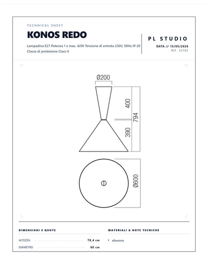 PLAFONIERA KONOS REDO E27 COLORATA