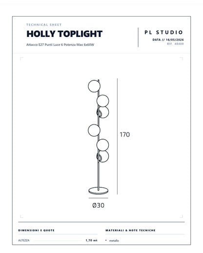PIANTANA HOLLY TOPLIGHT 6 LUCI NERA/ SABBIA