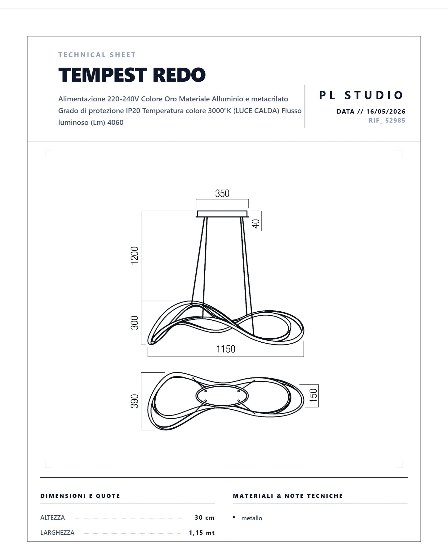 SOSPENSIONE REDO TEMPEST LED
