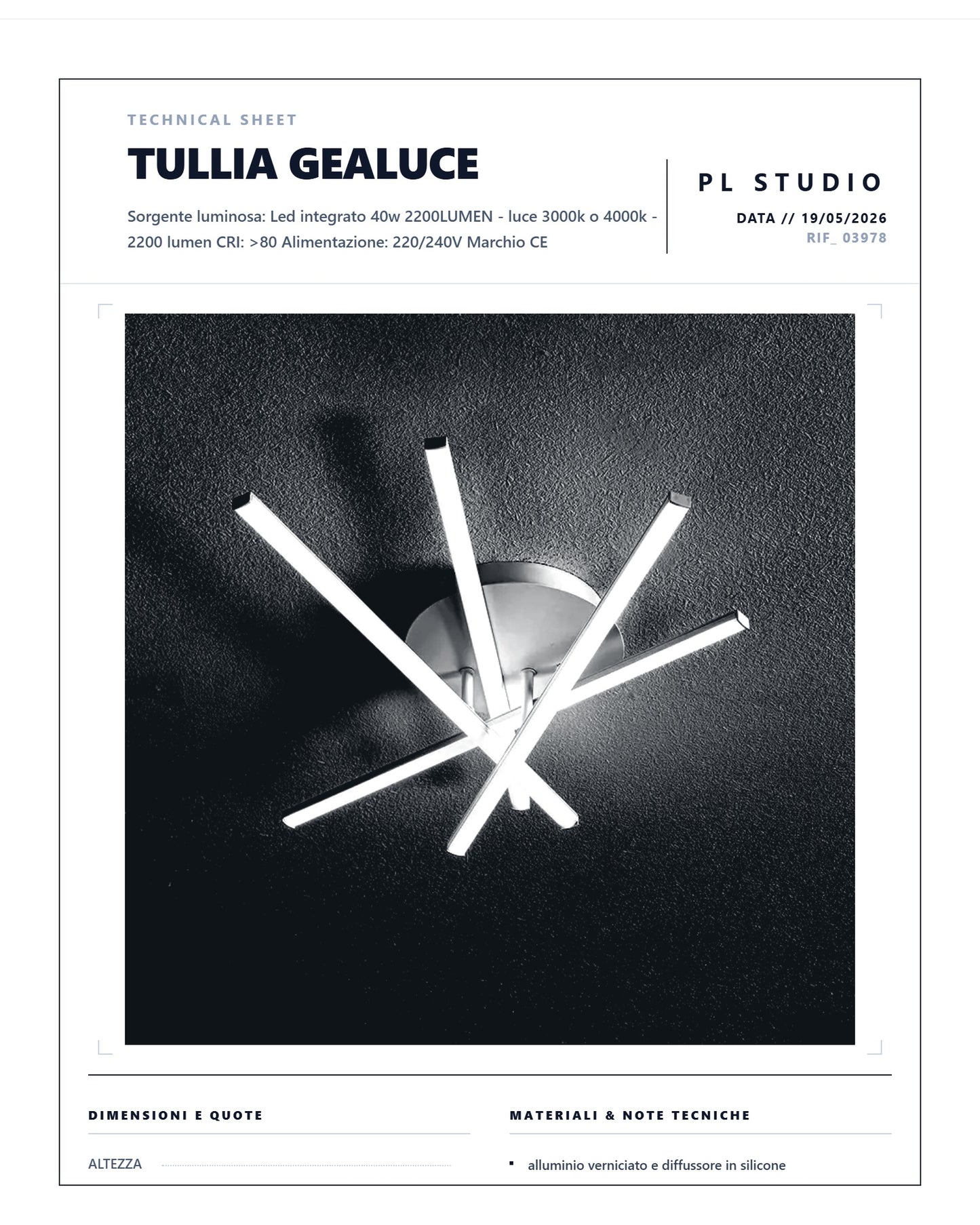 PLAFONIERA TULLIA GEALUCE 4 BACCHETTE LED