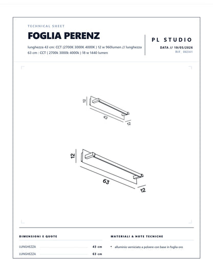 APPLIQUE ORIENTABILE LED FOGLIA ORO E NERO