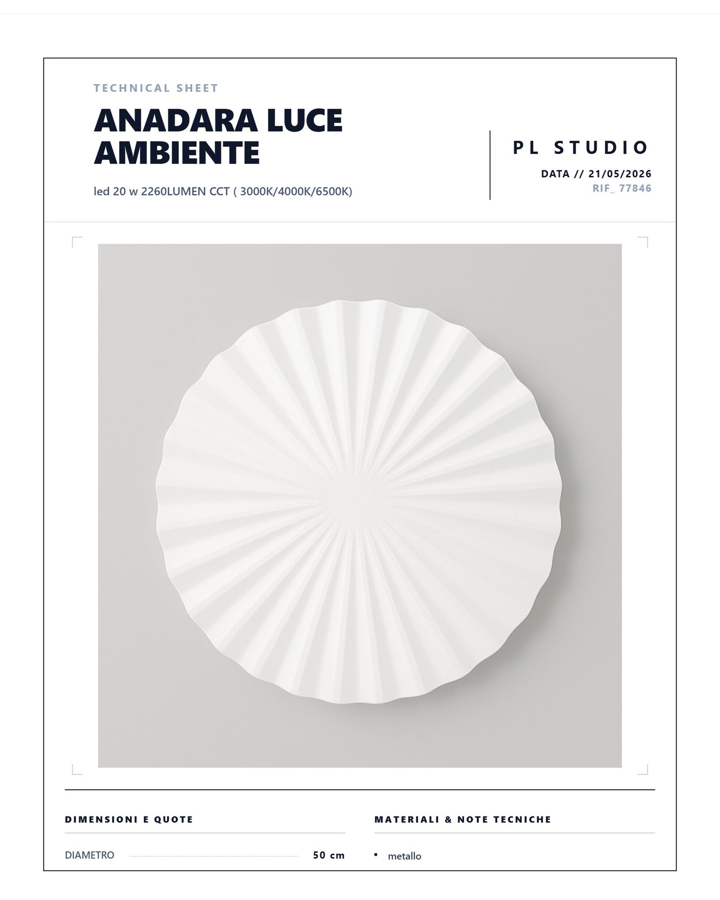 APPLIQUE ANADARA LUCEAMBIENTE LED DIAMETRO 50CM