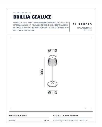 LUME RICARICABILE GLS050/51/52/53/54/55 GEALUCE LED 3W