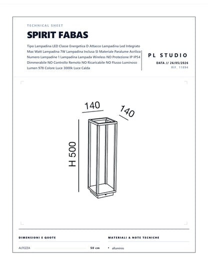 PALETTO DA ESTERNO SPIRIT FABAS LED 7W IP54