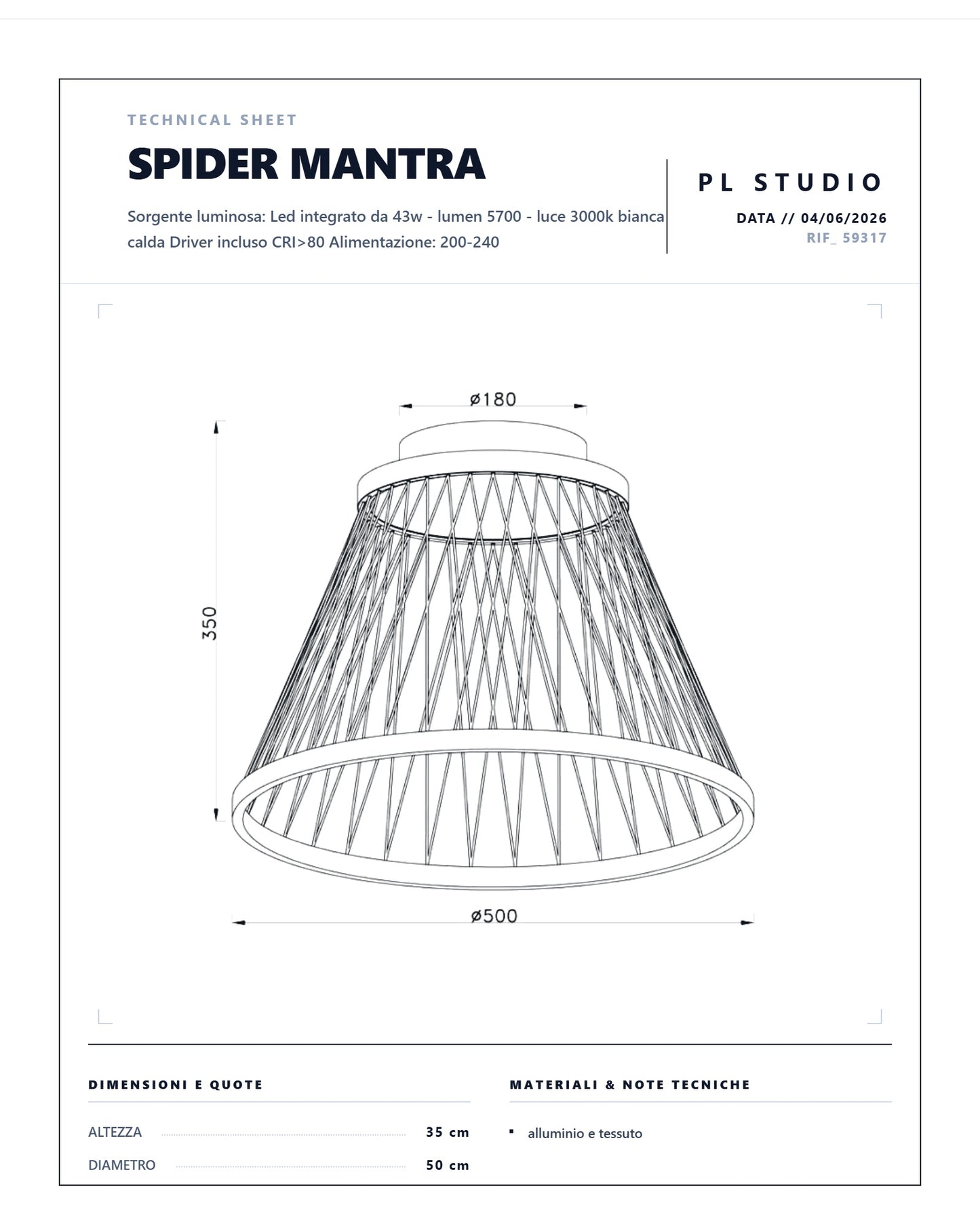 PLAFONIERA LED MANTRA SPIDER 43W  5700LUMEN