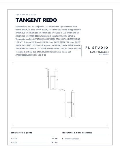 APPLIQUE TANGENT REDO LED LUCE INDIRETTA ORIENTABILE