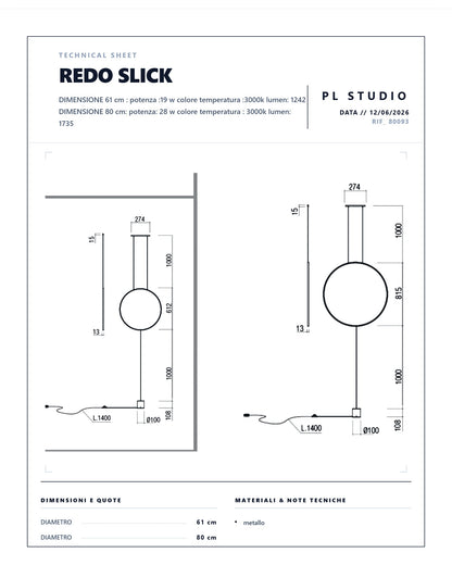 SLICK REDO PIANTANA DA SOFFITTO LED