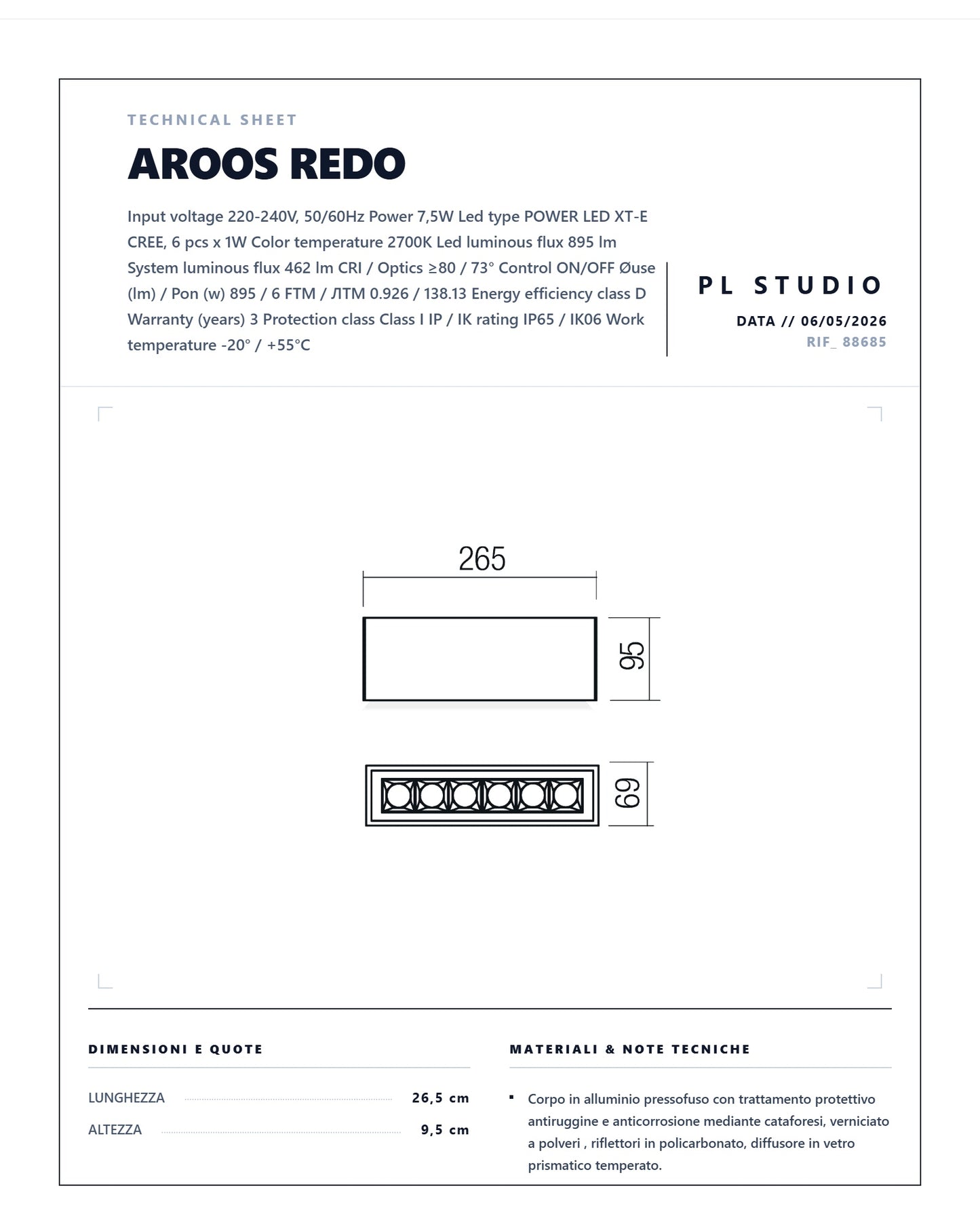 Redo Aroos Plafone Led IP65 in Alluminio
