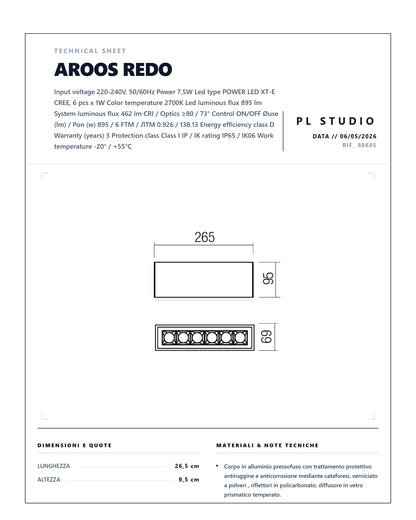 Redo Aroos Plafone Led IP65 in Alluminio