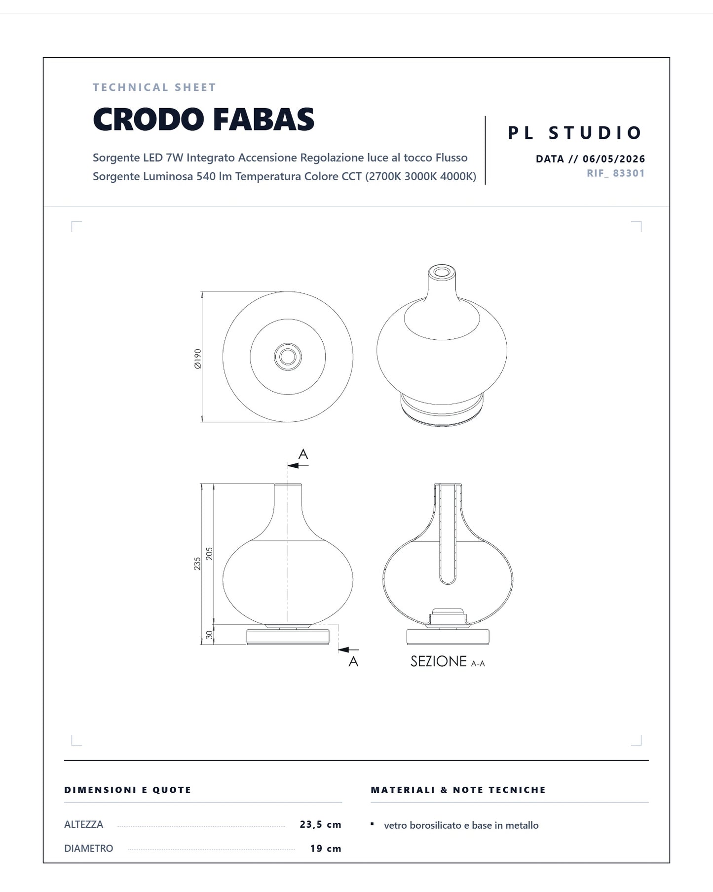 Crodo Fabas lampada da tavolo