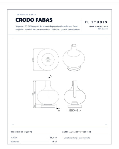 Crodo Fabas lampada da tavolo