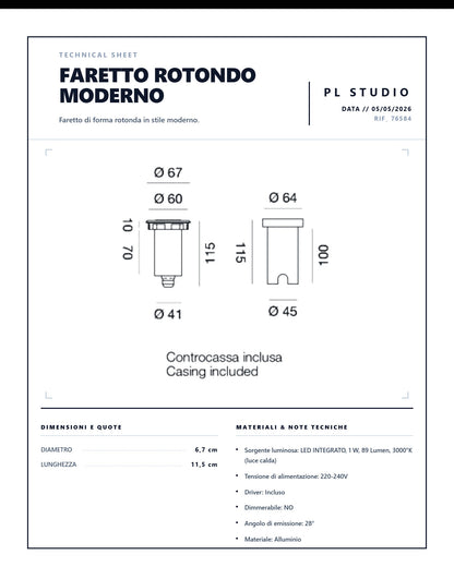 Faretto Da Pavimento Esterno Incasso Calpestabile Rotondo Led 3000k GES220C Gea