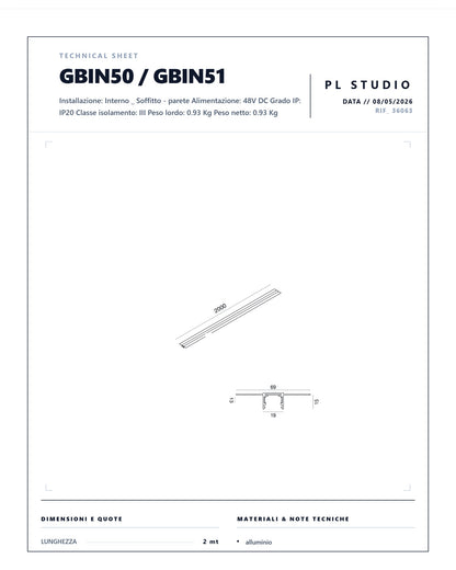 BINARIO MAGNETICO A INCASSO 48 VOLT GEA GBIN50/ GBIN51