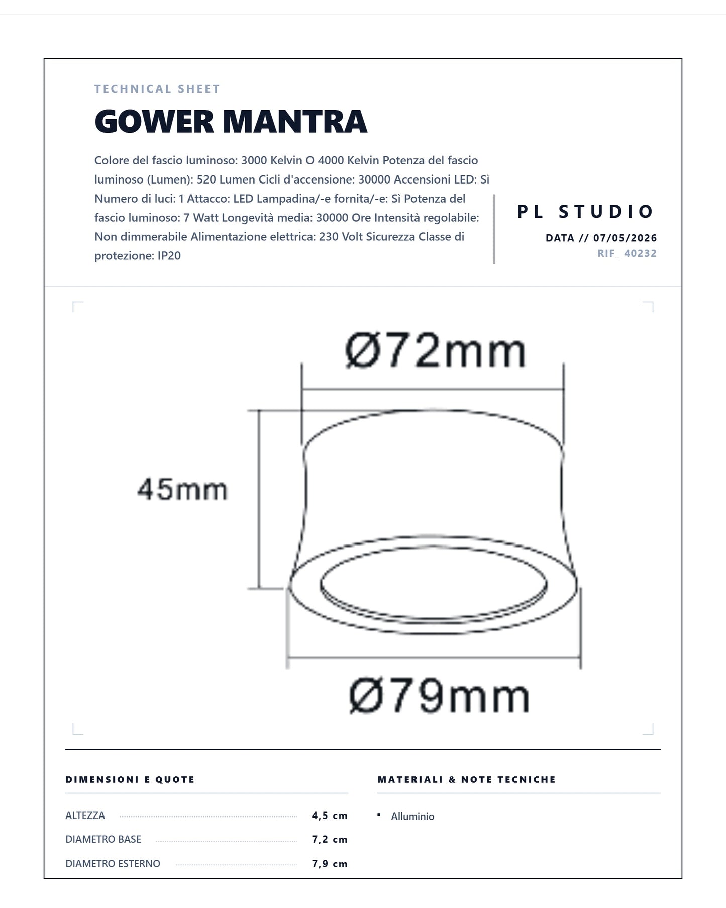 SPOT LED GOWER MANTRA LED