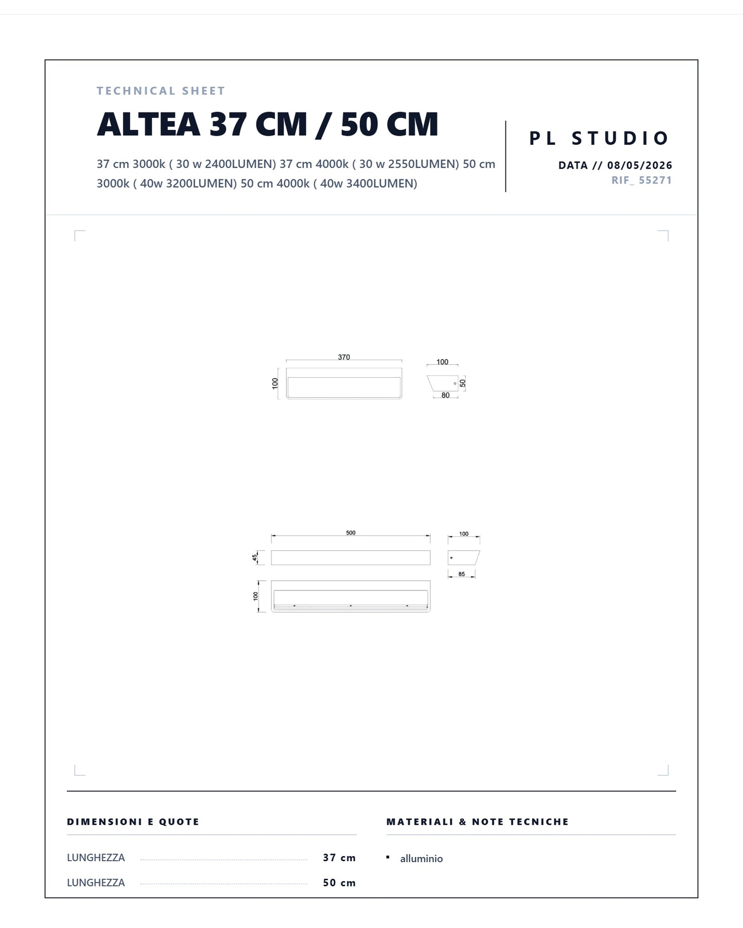 Mantra Applique a LED Altea, up/down, alluminio