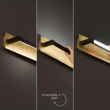 APPLIQUE ORIENTABILE LED FOGLIA ORO E NERO