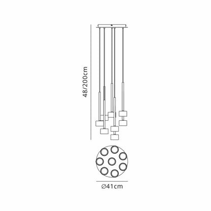 SOSPENSIONE MULTICOLOR MANTRA TONIC 8 LUCI GX53