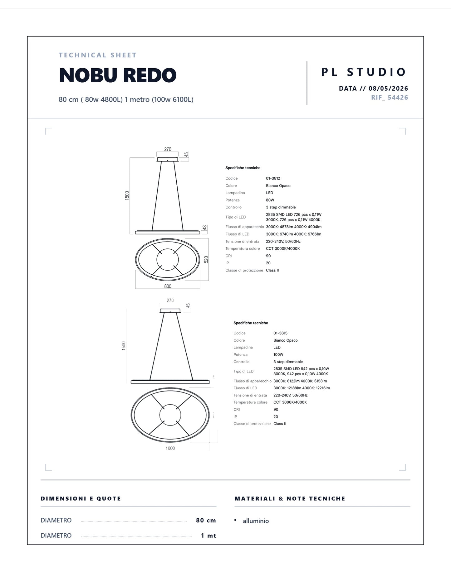 Lampada a sospensione Nobu ovale Redo