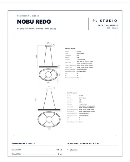 Lampada a sospensione Nobu ovale Redo