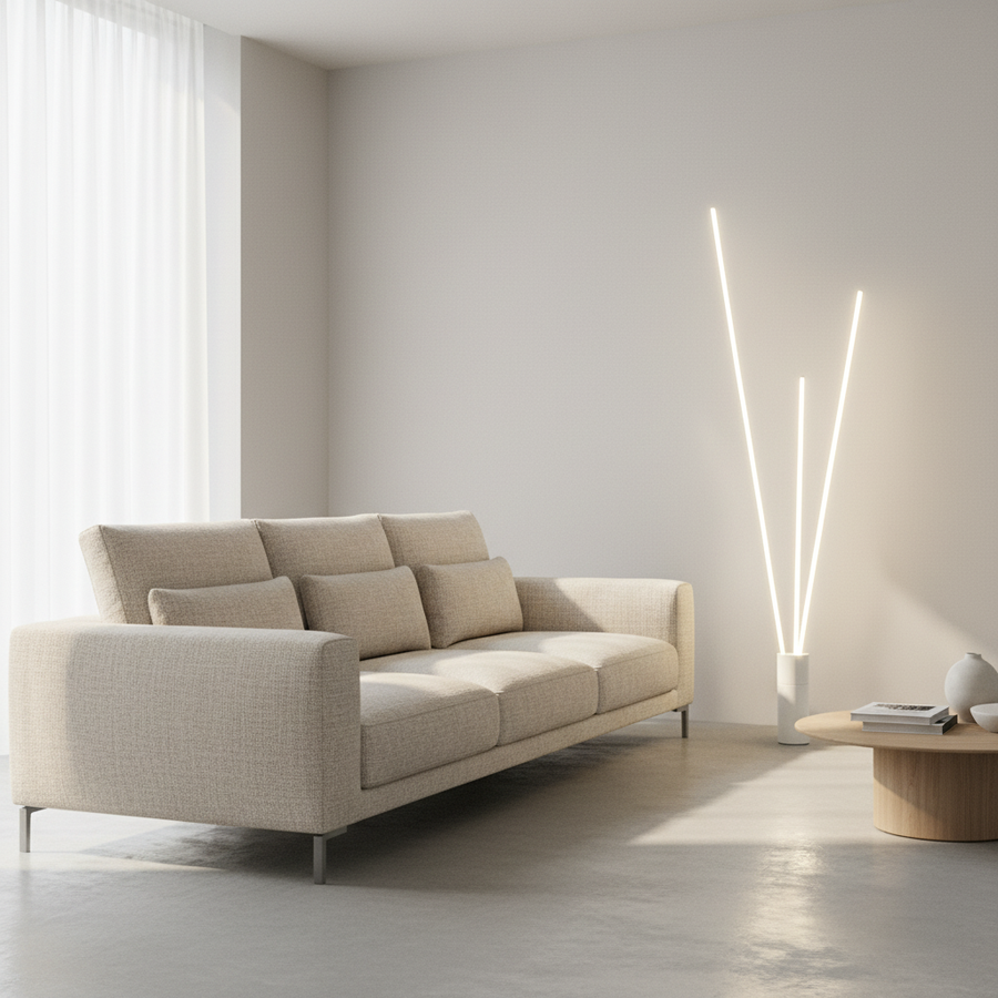 Lampada da Terra MANTRA – Metallo Nero 3 Bacchette LED 3000K