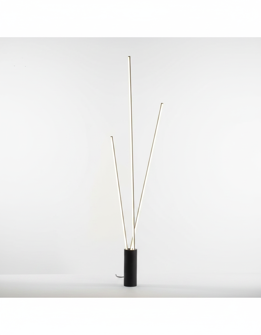Lampada da Terra MANTRA – Metallo Nero 3 Bacchette LED 3000K