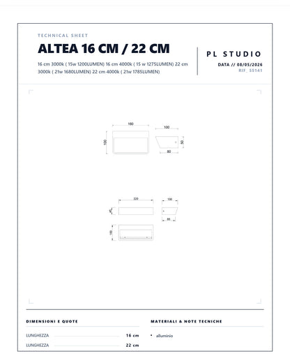 Mantra Applique a LED Altea, up/down, alluminio