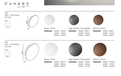 APPLIQUE A LED LUCE INDIRETTA GES2080 /2081/2082/2083/2084/2085 GEALUCE