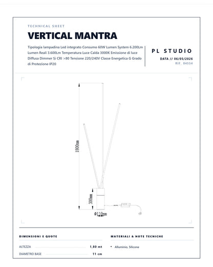 Lampada da Terra MANTRA – Metallo Nero 3 Bacchette LED 3000K